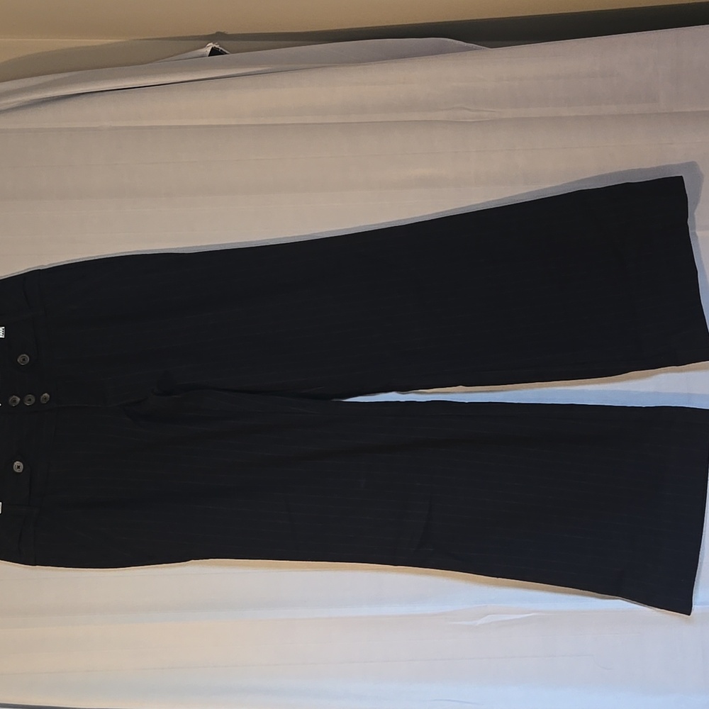 American Eagle Womens Navy Pinstripe Wide Leg Pants Size 8 NWT - Picture 6 of 10